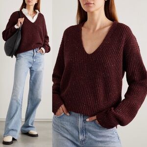 NEW Rag Bone Donegal Recycled Wool Tunic Sweater Burgundy Size Small Oversized S